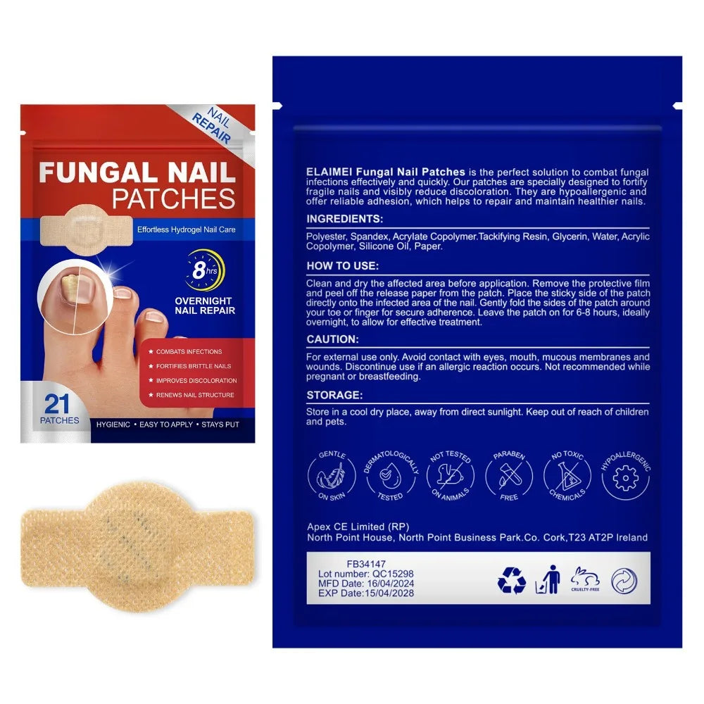 21Pcs Toenail Fungus Patch Waterproof Nail Repair Patches Nail Ingrown Correction Sticker Discolored Damaged Nail Foot Care Tool