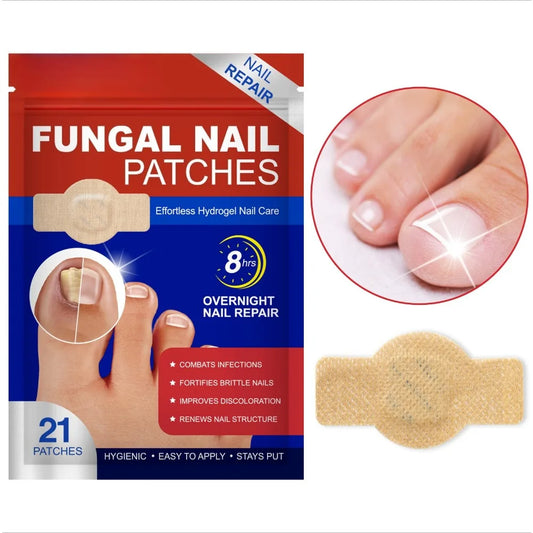 21Pcs Toenail Fungus Patch Waterproof Nail Repair Patches Nail Ingrown Correction Sticker Discolored Damaged Nail Foot Care Tool
